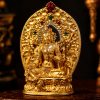 Green Tara (绿度母) Artisanal Bronze Statue - 4.5cm Height Hand-painted Thangka Ornament for Career & Peace