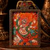 White Six-Armed Mahakala (白六臂) Hand-painted Thangka Pendant - 4x5cm Sacred Wealth Deity for Prosperity & Protection