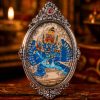 Yamantaka (大威德金刚) Hand-painted Thangka Pendant - 3x4.5cm Sacred Wrathful Deity Amulet for Absolute Protection & Power