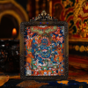 Mahakala (大黑天) Hand-painted Miniature Thangka Pendant - Artisanal Copper Casing for Supreme Protection & Prosperity