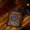 Mahakala (大黑天) Hand-painted Miniature Thangka Pendant - Artisanal Copper Casing for Supreme Protection & Prosperity