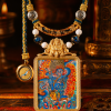 Black Jambhala (黑财神) Artisanal Thangka Pendant - 3.5x4.5cm Hand-painted Wealth & Prosperity Amulet