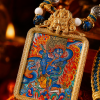 Black Jambhala (黑财神) Artisanal Thangka Pendant - 3.5x4.5cm Hand-painted Wealth & Prosperity Amulet