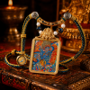 Black Jambhala (黑财神) Artisanal Thangka Pendant - 3.5x4.5cm Hand-painted Wealth & Prosperity Amulet