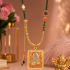Green Tara (绿度母) Artisanal Thangka Pendant - 4x5cm Hand-painted Sacred Art for Career Success & Inner Peace