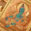 Green Tara (绿度母) Artisanal Thangka Pendant - 4x5cm Hand-painted Sacred Art for Career Success & Inner Peace