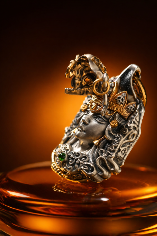 ChatGPT Image 2026年4月23日 17_16_00 (6) Zaki Lhamo (扎基拉姆前世今生) Masterpiece Pendant - 999 Silver with Natural Dzi Bead & Consecrated Hand-painted Thangka