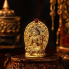 ChatGPT Image 2026年4月23日 18_35_25 Green Tara (绿度母) Artisanal Bronze Statue - 4.5cm Height Hand-painted Thangka Ornament for Career & Peace