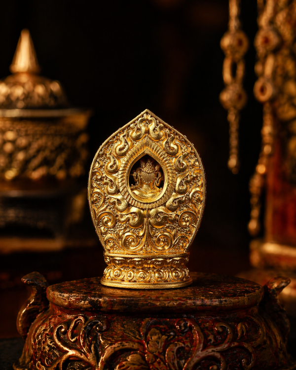 ChatGPT Image 2026年4月23日 18_35_54 (3) Green Tara (绿度母) Artisanal Bronze Statue - 4.5cm Height Hand-painted Thangka Ornament for Career & Peace