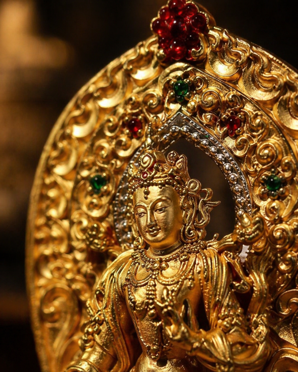 ChatGPT Image 2026年4月23日 18_35_54 (4) Green Tara (绿度母) Artisanal Bronze Statue - 4.5cm Height Hand-painted Thangka Ornament for Career & Peace