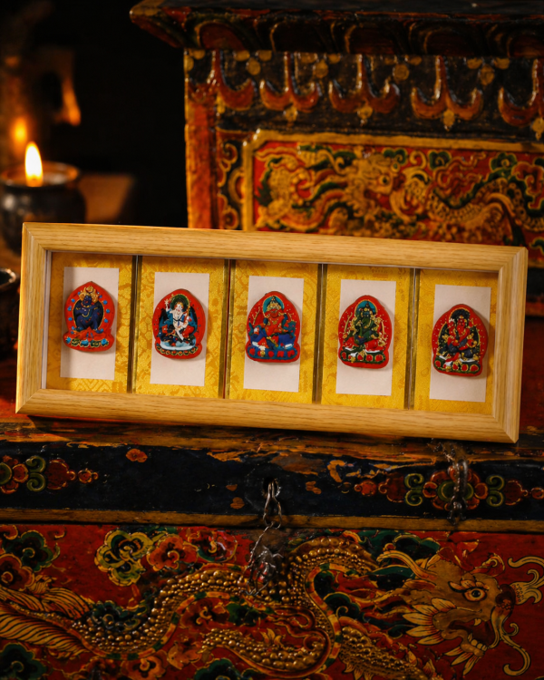 ChatGPT Image 2026年4月25日 18_47_48 (3) Five Wealth Deities (五路财神) Hand-painted Thangka Photo Frame - Ultimate Table Ornament for All-around Prosperity