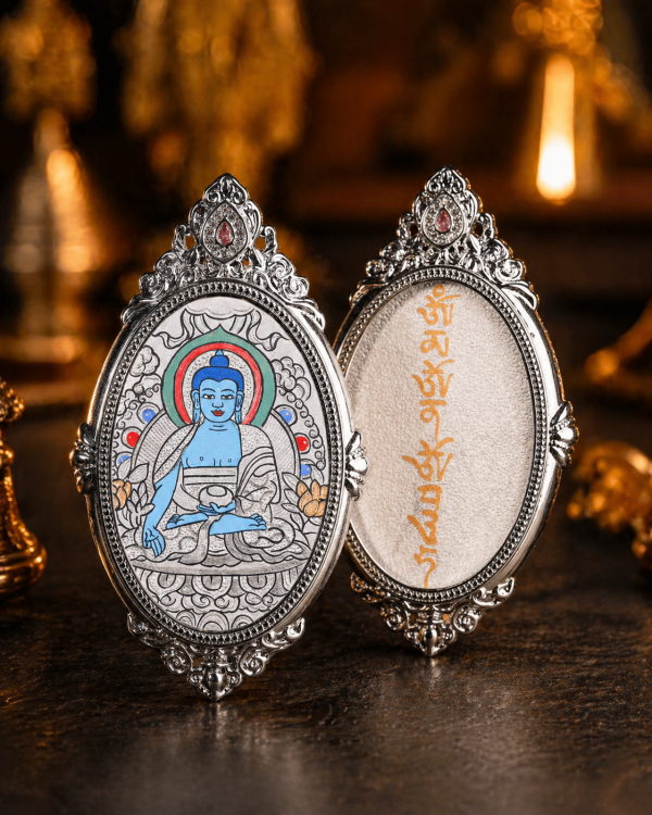 ChatGPT Image 2026年4月26日 11_21_51 (3) Medicine Buddha (药师佛 唐卡) Hand-painted Thangka Pendant - 3x4.5cm Sacred Healing Amulet for Longevity & Inner Peace