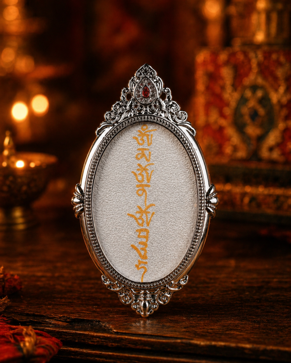 Marici (摩利支天) Hand-painted Thangka Pendant - 3x4.5cm Sacred Goddess of Light Amulet for Protection & Victory over Obstacles