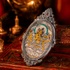 Marici (摩利支天) Hand-painted Thangka Pendant - 3x4.5cm Sacred Goddess of Light Amulet for Protection & Victory over Obstacles