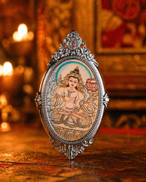 ChatGPT Image 2026年4月26日 12_00_11 (3) Vajrasattva (金刚萨埵) Hand-painted Thangka Pendant - 3x4.5cm Sacred Purification Amulet for Karma Cleansing & Inner Peace
