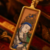 Samantabhadra (普贤菩萨) Hand-painted Thangka Pendant - 2x4.5cm Zodiac Guardian for Dragon & Snake - Sacred Protection Amulet