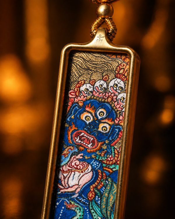 ChatGPT Image 2026年4月26日 18_22_13 (5) Mahakala (大黑天) Hand-painted Thangka Pendant - 2x4.5cm Sacred Protector Amulet for Fearlessness & Security