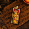 Yellow Jambhala (黄财神) Hand-painted Thangka Pendant - 2x4.5cm Slim Sacred Amulet for Wealth & Prosperity