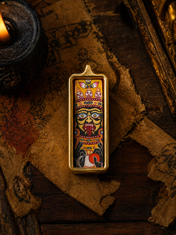 ChatGPT Image 2026年4月26日 18_41_36 (5) Zaki Lhamo (扎基拉姆) Hand-painted Thangka Pendant - 2x4.5cm Slim Sacred Amulet for Wealth & Noble Advisors