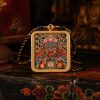 Zaki Lhamo (扎基拉姆) Artisanal Thangka Pendant - 3.5x4.5cm 3D Gold Relief (Tujin) Wealth & Fortune Amulet