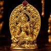 Green Tara (绿度母) Artisanal Bronze Statue - 4.5cm Height Hand-painted Thangka Ornament for Career & Peace
