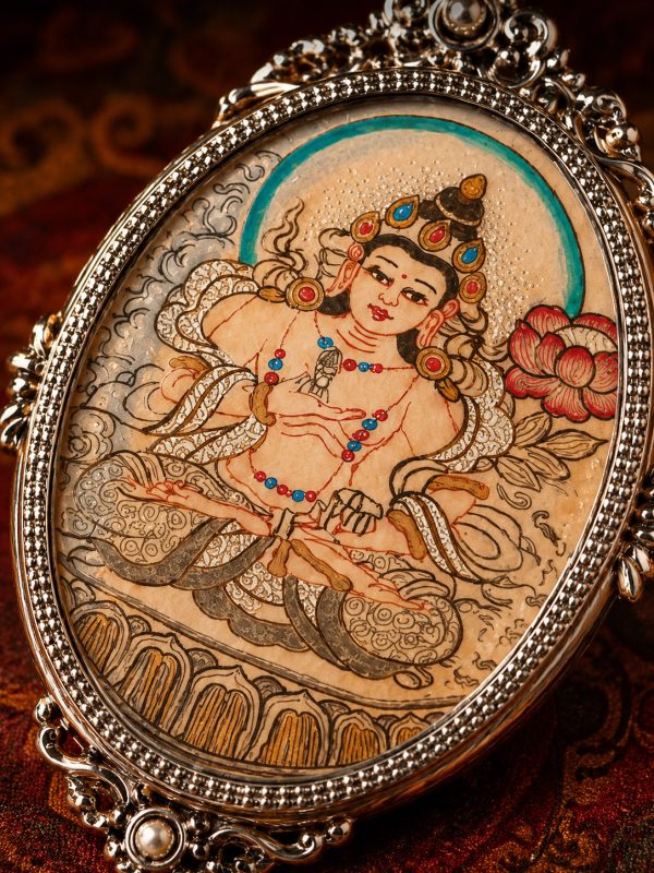 Image-2026年5月18日-20_10_32 Vajrasattva (金刚萨埵) Hand-painted Thangka Pendant - 3x4.5cm Sacred Purification Amulet for Karma Cleansing & Inner Peace