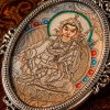 Guru Rinpoche (莲花生大士) Hand-painted Thangka Pendant - 3x4.5cm Sacred Lotus-born Master Amulet for Supreme Blessings & Obstacle Removal