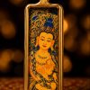 Manjusri (文殊菩萨) Hand-painted Thangka Pendant - 2x4.5cm Zodiac Guardian for Rabbit - Sacred Amulet for Wisdom & Success