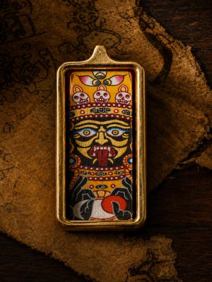 Image-2026年5月18日-21_08_05 Zaki Lhamo (扎基拉姆) Hand-painted Thangka Pendant - 2x4.5cm Slim Sacred Amulet for Wealth & Noble Advisors