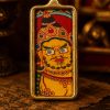 Yellow Jambhala (黄财神) Hand-painted Thangka Pendant - 2x4.5cm Slim Sacred Amulet for Wealth & Prosperity