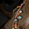 五路车挂2 Five Wealth Deities (五路财神) Hand-painted Thangka Charms - 1.5cm Micro Art for Car & Bag - Complete Prosperity Set