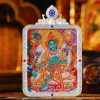 Green Tara (绿度母) Artisanal Thangka Pendant - 4x5cm 3D Gold Relief (Tujin) Sacred Compassion Amulet
