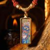 小金条8 Hand-painted Thangka Pendant - 2x4.5cm Zodiac Guardian for Dragon & Snake - Sacred Protection Amulet