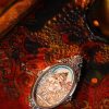 椭圆银唐9 Vajrasattva (金刚萨埵) Hand-painted Thangka Pendant - 3x4.5cm Sacred Purification Amulet for Karma Cleansing & Inner Peace