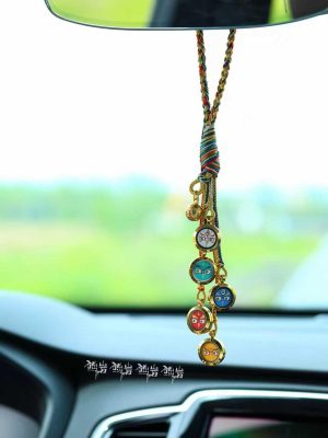 Five Wealth Deities (五路财神) Hand-painted Thangka Charms - 1.5cm Micro Art for Car & Bag - Complete Prosperity Set