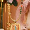 Green Tara (绿度母) Artisanal Thangka Pendant - 4x5cm Hand-painted Sacred Art for Career Success & Inner Peace
