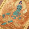 Green Tara (绿度母) Artisanal Thangka Pendant - 4x5cm Hand-painted Sacred Art for Career Success & Inner Peace