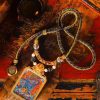 Black Jambhala (黑财神) Artisanal Thangka Pendant - 3.5x4.5cm Hand-painted Wealth & Prosperity Amulet