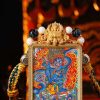 Black Jambhala (黑财神) Artisanal Thangka Pendant - 3.5x4.5cm Hand-painted Wealth & Prosperity Amulet