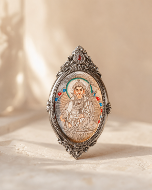 Guru Rinpoche Oval Thangka Pendant | Blessing & Renewal Symbol - Blessora gallery image 1 Guru Rinpoche Oval Thangka Pendant | Blessing & Renewal Symbol - Blessora gallery image 1