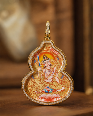 Manjusri Thangka Pendant | Wisdom Guardian Symbol - Blessora gallery image 1 Manjusri Thangka Pendant | Wisdom Guardian Symbol - Blessora gallery image 1
