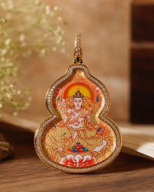 Samantabhadra Thangka Pendant | Wisdom in Action Symbol - Blessora gallery image 1 Samantabhadra Thangka Pendant | Wisdom in Action Symbol - Blessora gallery image 1